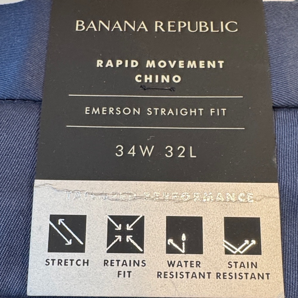 Banana Republic Navy Rapid Movement Chino - Emerson Straight Fit BNWT